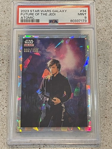 2023 Star Wars Galaxy FUTURE THE JEDI- Atomic ! 2/150 Luke Skywalker PSA 9