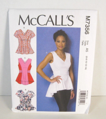 McCall's 7356 Fitted & Flared Tops in 4 Styles Misses' 6-14 Uncut Pattern