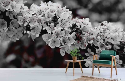 3D White Flower Plant Wallpaper Wall Murals Removable Wallpaper