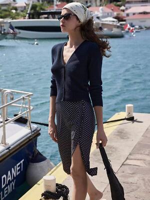 Doen silk polka dot breasted half skirt women's French dress | eBay