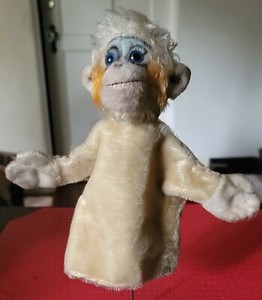 STEIFF Hand Puppet Doll Toy Monkey Mungo Vintage 1960 Ear button Germany