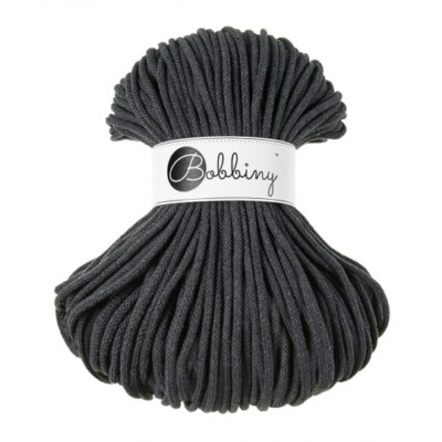 Bobbiny Braided Cotton Cord - Charcoal | 5mm 100m/108yds