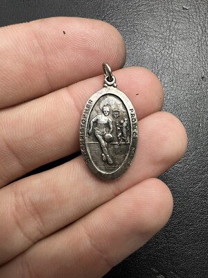 4g Vintage Sterling Silver 925 Religious St Christopher Pendant Jewelry lot J