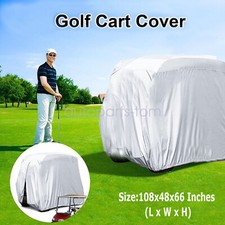 Waterproof Zippered Rear Golf Cart Cover For EZGO Club Car Yamaha Cloth Silvery
