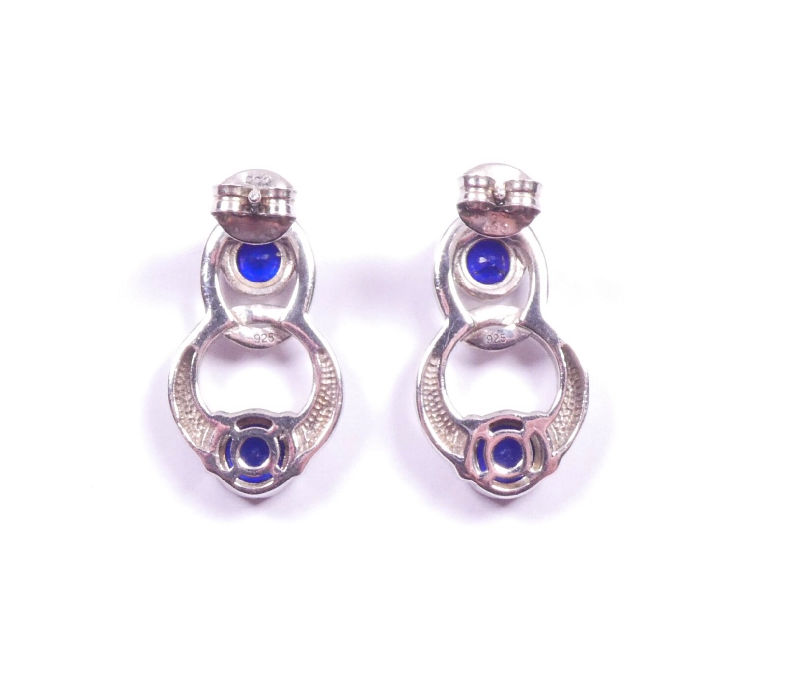 Sapphire Earrings Interlocking Loop 925 Sterling … - image 3