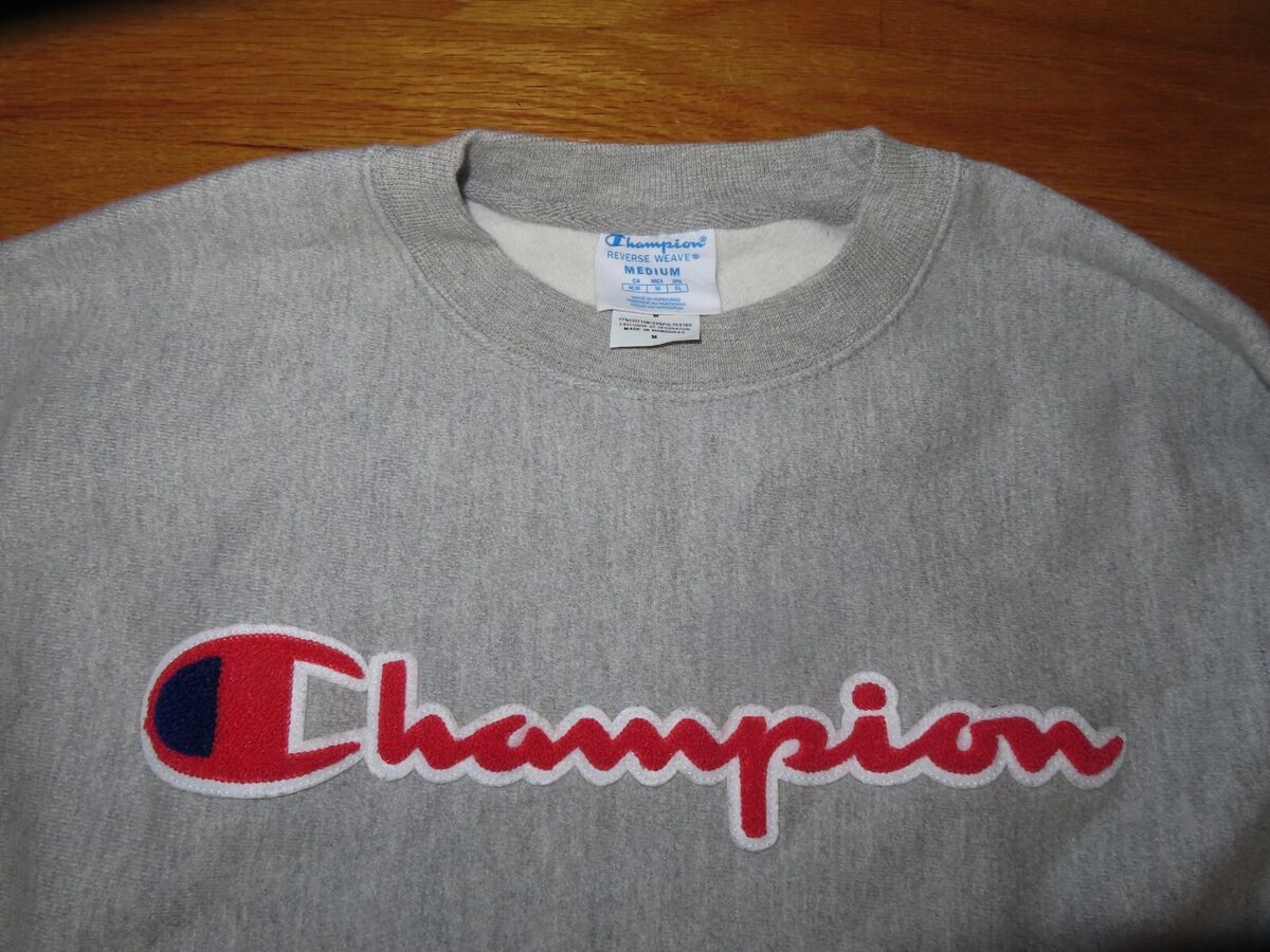 Vintage Champion Label Raised CHAMPION RED Logo Reverse Vintage Champion Label Raised CHAMPION RED Logo Reverse
