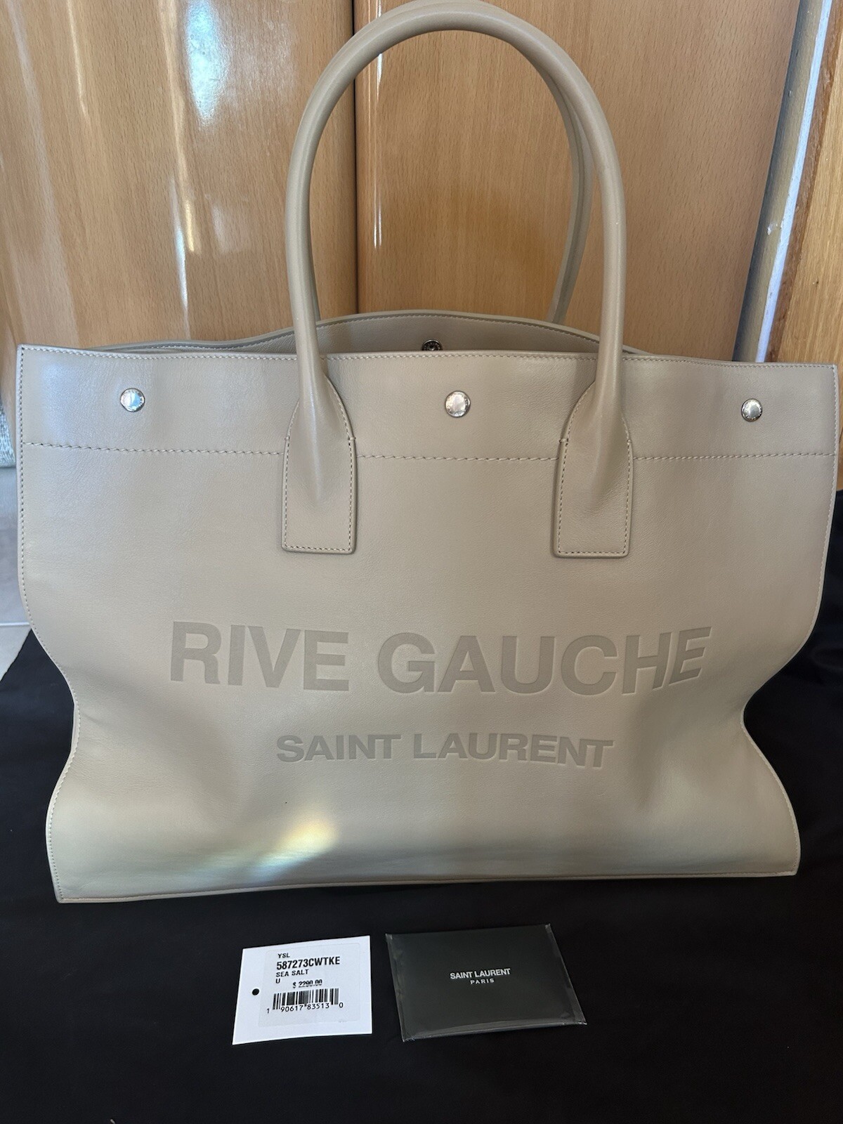 Borsa tote Rive Gauche in pelle Saint Laurent beige usata