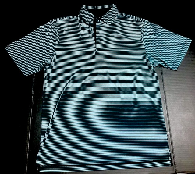 Straight Down Striped Mint Green Performance Golf Polo Collard Shirt Sz M S/S | eBay