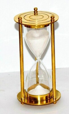 3 Minutes Brass White Sand Timer Hourglass Beautiful Gift
