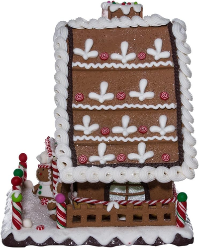 Kurt Adler 10" Battery-Operated Claydough LED Gingerbread House Tablepiece - Picture 5 of 10