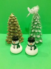 Lot of 4 Christmas themed candles pine tree snowman J6