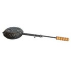 Padella pentola ferro gira castagne caldarroste manico in legno diam.22 cm
