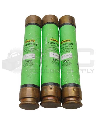 LOT OF 3 BUSSMANN FRS-R-60 ENERGY EFFICIENT FUSE 60A 600VAC