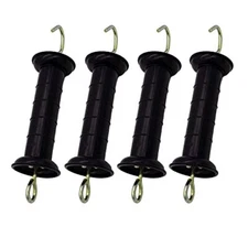 4 Pcs Heavy Duty Electric Fence Gate Handle, Black with Insulators with Spring,