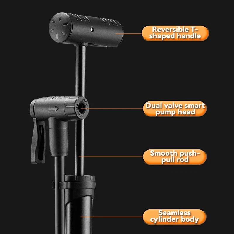 ROCKBROS High Pressure Bicycle Bike Floor Air Pump Gauge Presta Schrader Valve - image 4 of 4