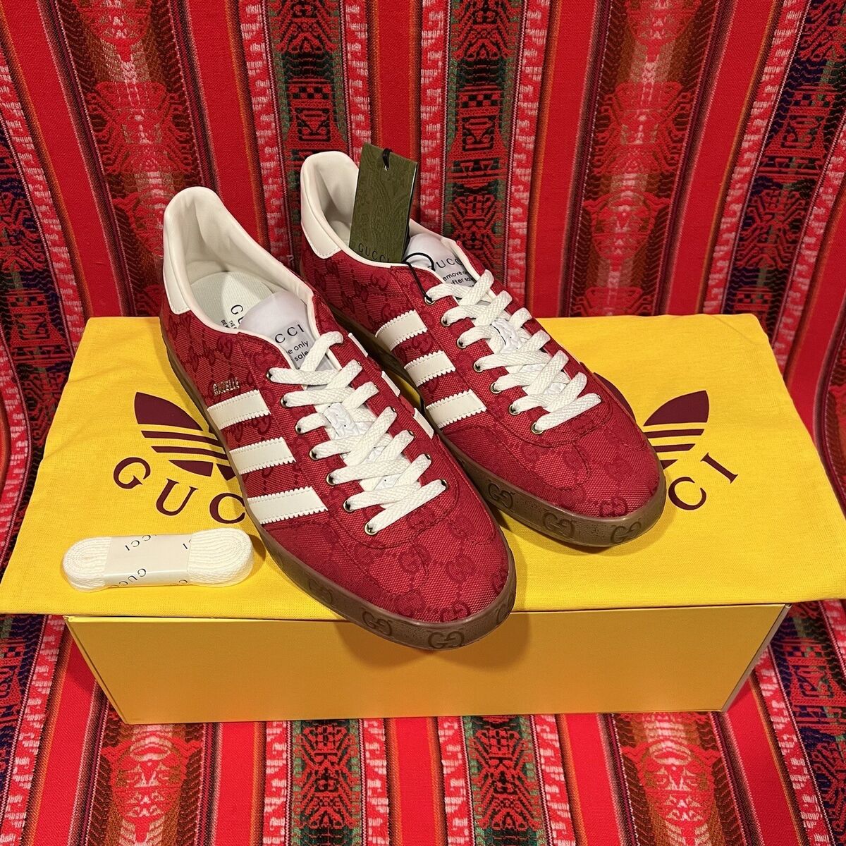 Adidas x Gucci Gazelle GG Canvas Red Sneaker 737967 FAAW3 Adidas x Gucci Gazelle GG Canvas Red Sneaker 737967 FAAW3