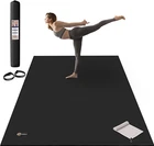 CAMBIVO Large Yoga Mat, Extra Thick Workout Mats for 6' x 4' x 8 mm, Black 