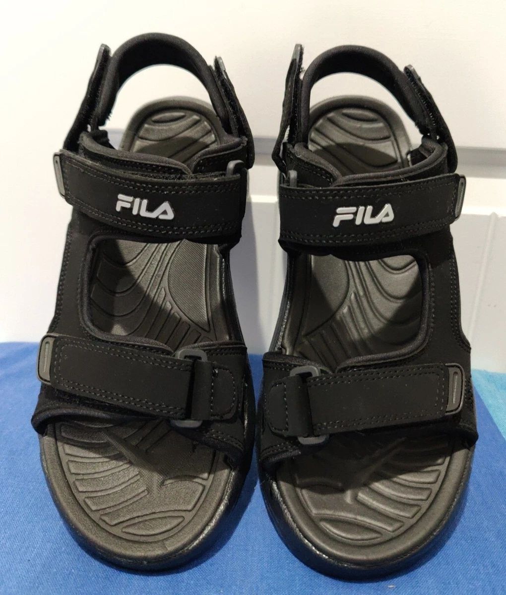 FILA Men s Transition Athletic Sandals Black With Metallic Silver