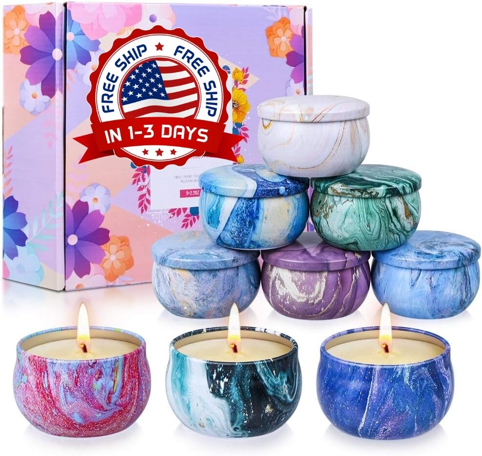 9PCS Natural Soy Wax Floral Scented Candles for Travel Bath Yoga Decor
