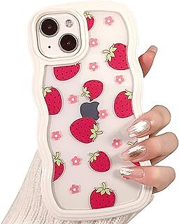 NITITOP Compatible for iPhone 14 Plus / 15 Plus Case Cute Clear Curly Wave Frame