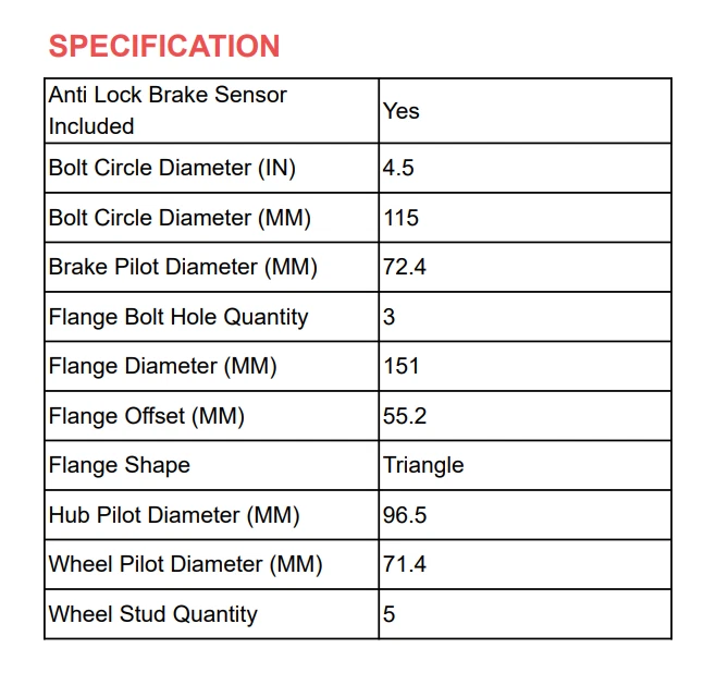 Cubo de roda dianteira RWD e rolamento para 2012 - 2020 Chrysler 300 Dodge Charger - Imagem 3 de 4