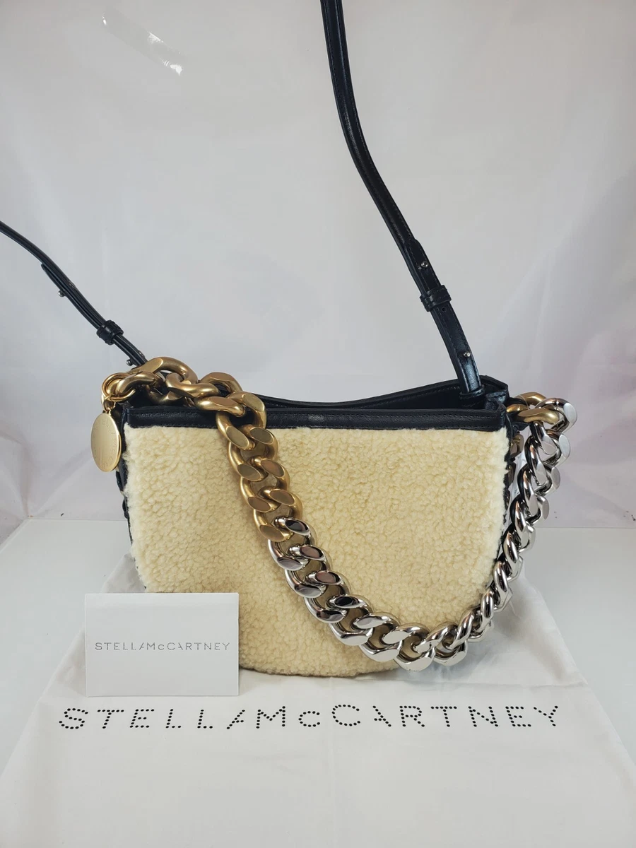 NWT 1 795 Stella McCartney Frayme Faux Shearling Chain Shoulder Crossbody Bag