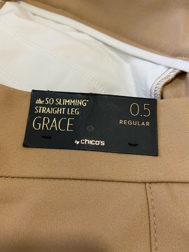 Chicos So Slimming Grace Pants Womens 0.5- S -High Rise Camel Straight Leg NWT - Picture 4 of 8