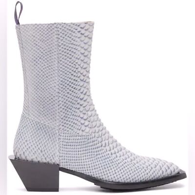 Eytys Luciano Boots White & Grey Blue Reptile Texture Leather