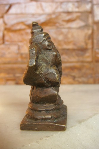 ANTIGUA Estatua de Ganesha de bronce tallado a mano Ganesh India dios elefante hindú - Imagen 9 de 12
