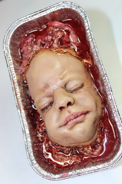CREEPY CUISINE INFANT HEAD WITH EXPOSED BRAIN HORROR HALLOWEEN PROP