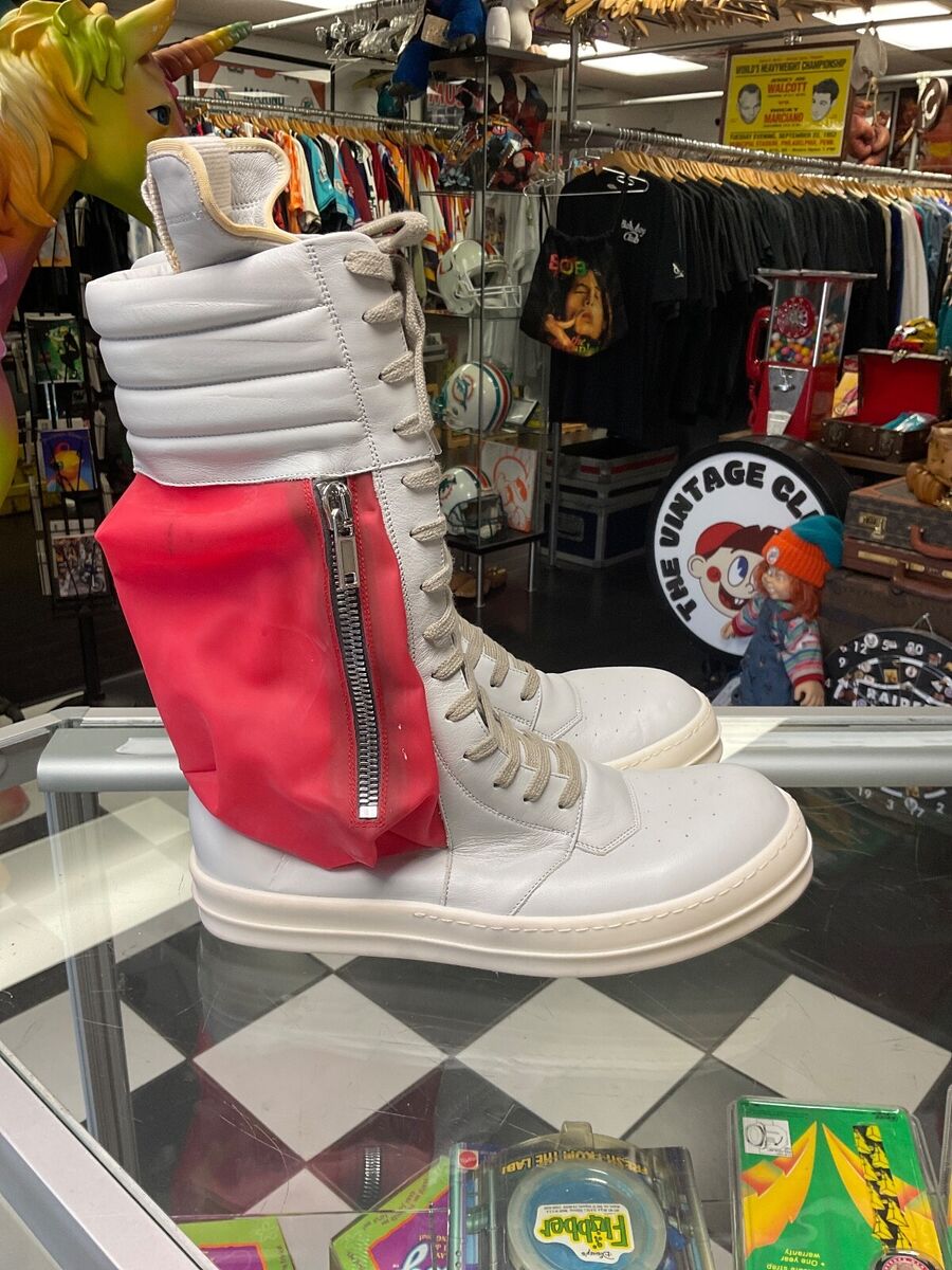 Rick Owen's Cargo Basket Milk and Red Sneaker Boots US Mens Rick Owen's Cargo Basket Milk and Red Sneaker Boots US Mens