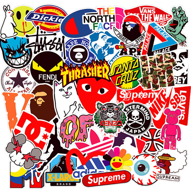 100pcs Skate Stickers Bomb Logo Santa Cruz Car Laptop Phone Vinyl Skateboard