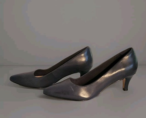 Clarks Collection Soft Cushion Black Leather Pumps Heels Women's 7 W - Picture 4 of 5