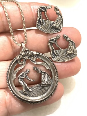Excuse me but ''May I Have This Dance'' Vintage Sterling Silver Necklace &Earrings