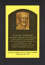 WILLIAM HARRIDGE, A.L. President | 1964 HOF postcard Curteichcolor GREEN ink
