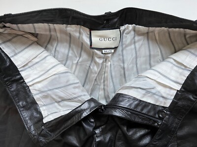 Authentic Unisex Black Leather Gucci size 48 inches (length) Brand New $5,200 Gucci Black 100% Soft Leather Pants Sz 48  main image 2
