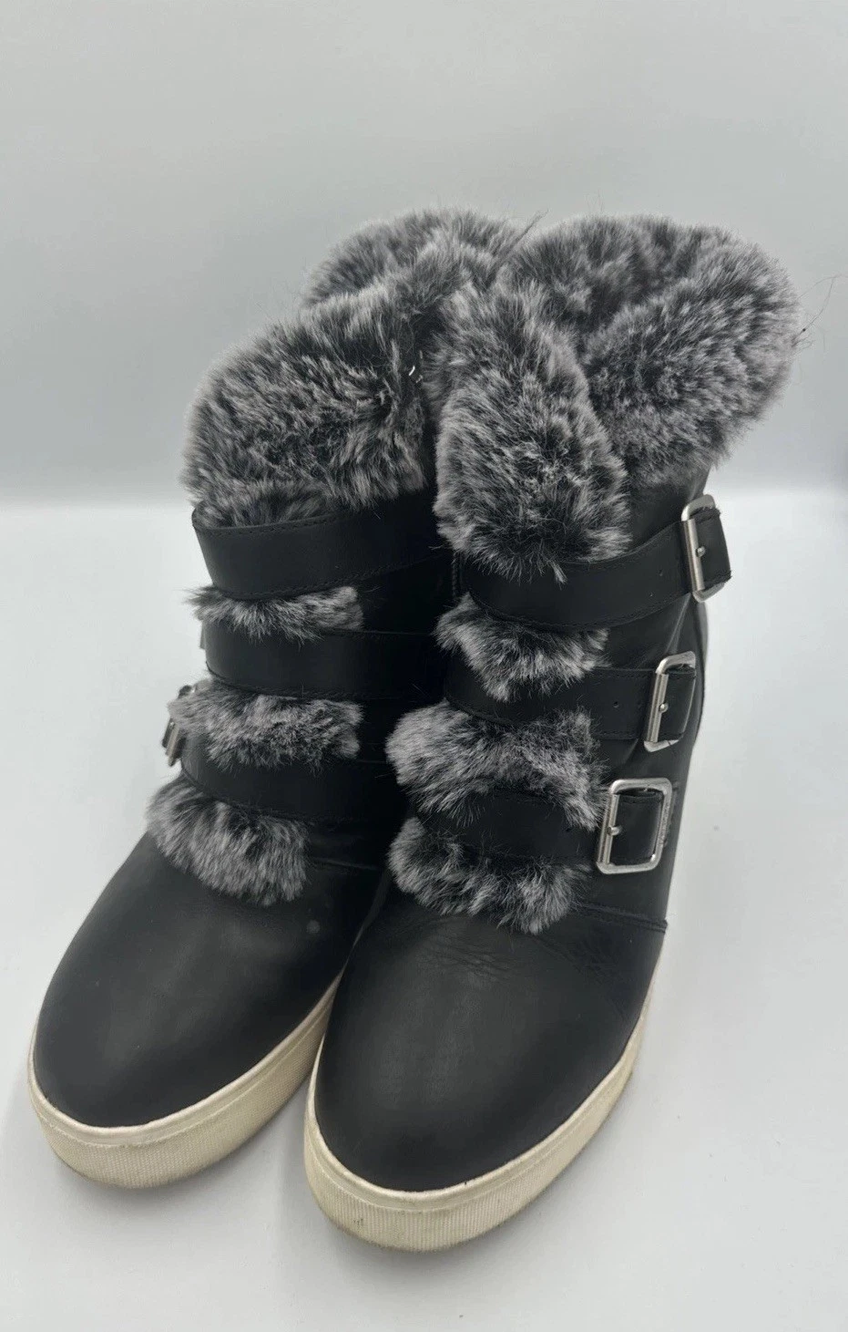 EUC J Slides SNEAKER Boots Winter Booties Women's 10 Faux Fur Lining Zip