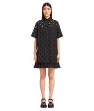 PRADA Eyelet Lace Poplin Two-Piece Shirt Dress in Black Size IT 36