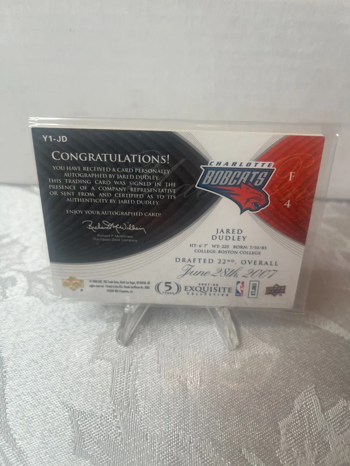 Tarjeta de radiocontrol 2007-08 Exquisite Collection Jared Dudley Gold Auto #d/10 Foto 2 de 2