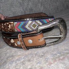 100% Leather Cowboy Cowgirl Belt Hand Tooled ...
