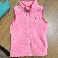 Vineyard Vines Girls Pink Fleece Vest M 10/12 Full Zip Mock Neck Logo