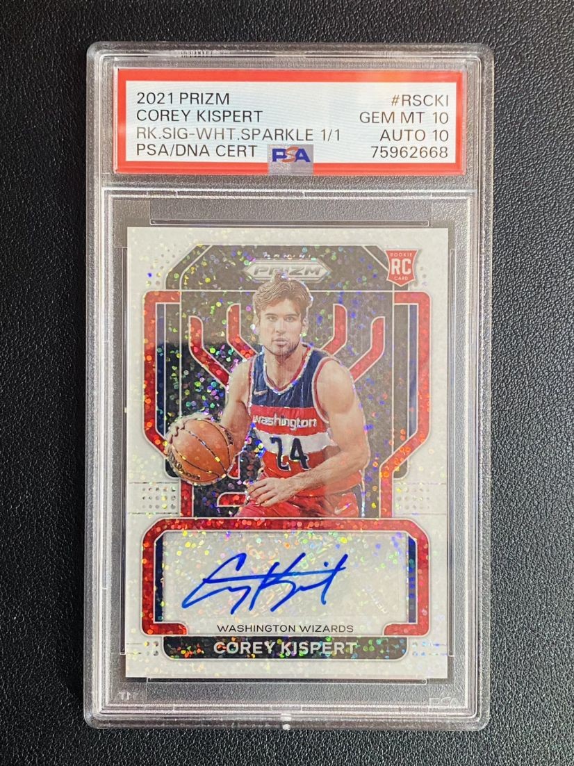 2021-22 Panini Prizm Corey Kispert Rookie Auto White Sparkle 1/1 1OF1 RC PSA 10