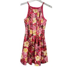 Vince Camuto Dress Womens 14 Pink Floral Halter Fit Flare Knit Sundress