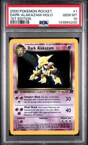 POKEMON DARK ALAKAZAM 2000 ROCKET 1ST EDITION #1 HOLO PSA 10