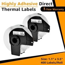 2Rolls Replacement for Brother DK-1201 1.1" x 3.5" Address Labels QL-500 QL-550