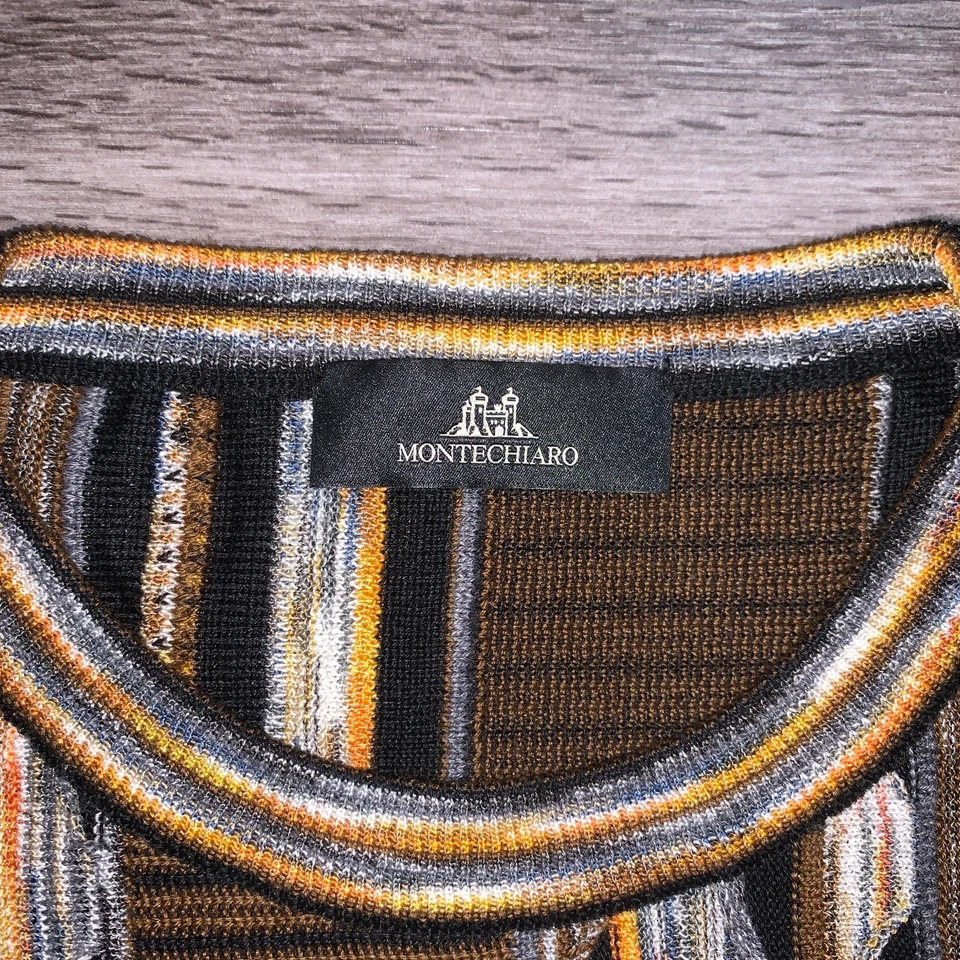 Suéter masculino Montechiaro malha 3D multicolorido tamanho. IT 52/ US M - Imagem 3 de 4