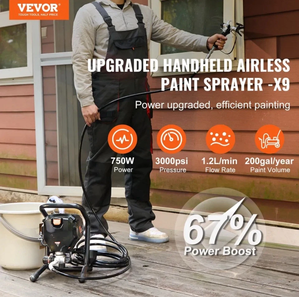 750W 950W Airless Paint Sprayer 3000 PSI High-Efficiency Electric Handheld - Image 4 of 4