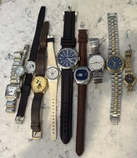 Lot of 10 Vintage Watches All Styles Men And Ladies For Repair Or Parts