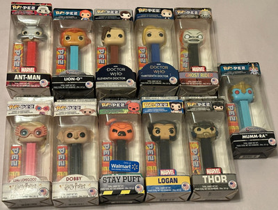 Funko Pop Pez Lot of 11 Harry Potter, Thor, Loki, Ant-Man, Stay Puft, Logan++