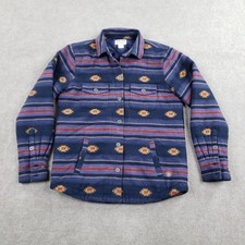 Ariat REAL Jacket Womens Medium Blue Aztec Western Quilted Shirt Lined